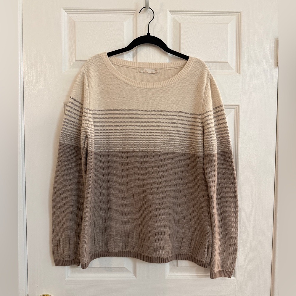 prAna 'Mallorey' Striped Cream/Beige Organic Cotton Sweater - Women's XL